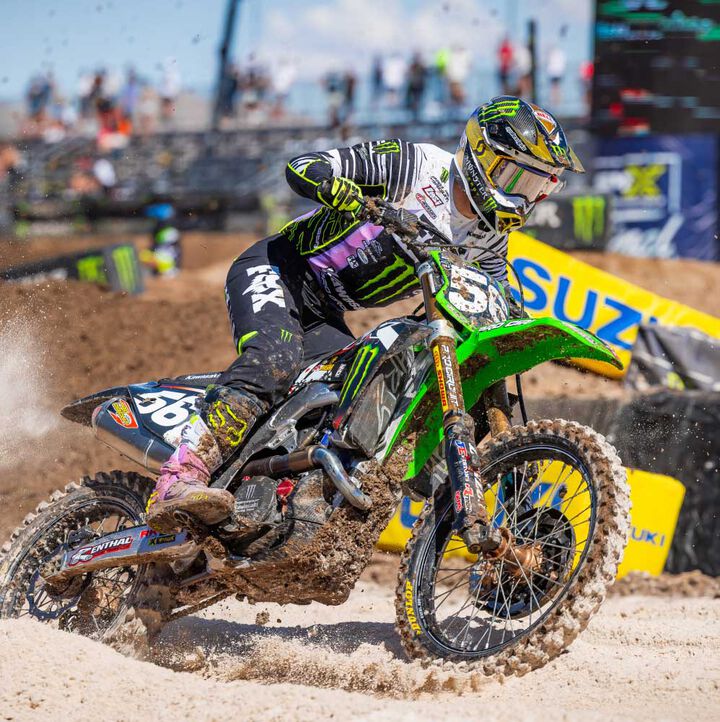 Seth Hammaker riding through soft sand